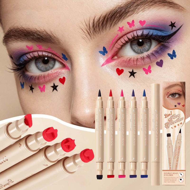 Waterproof Liquid Eyeliner Pen - Dwustronny eyeliner w formie stempla, kolorowy
