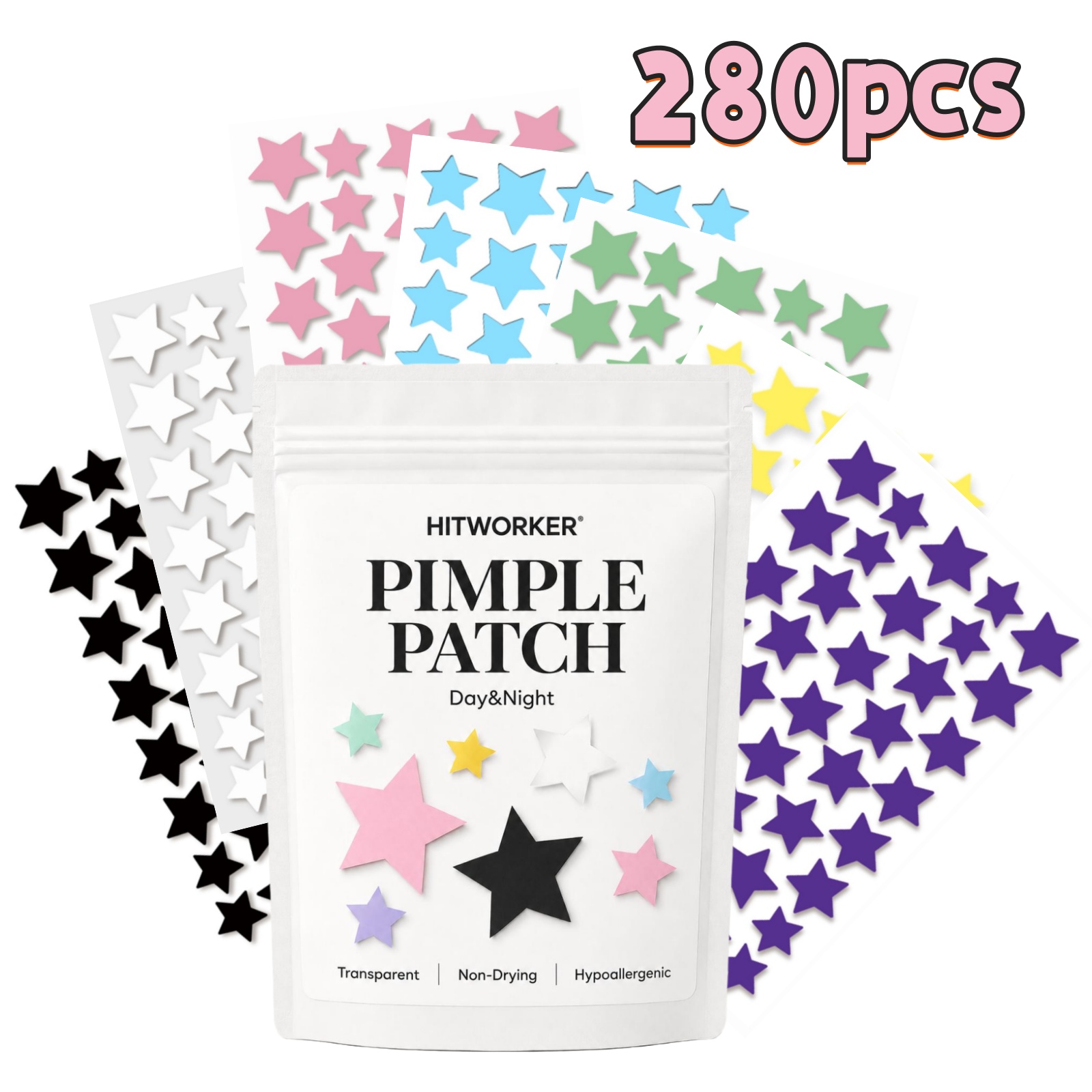 Hydrocolloid Pimple Patch - 280 szt. Tęczowe, kolorowe plastry na