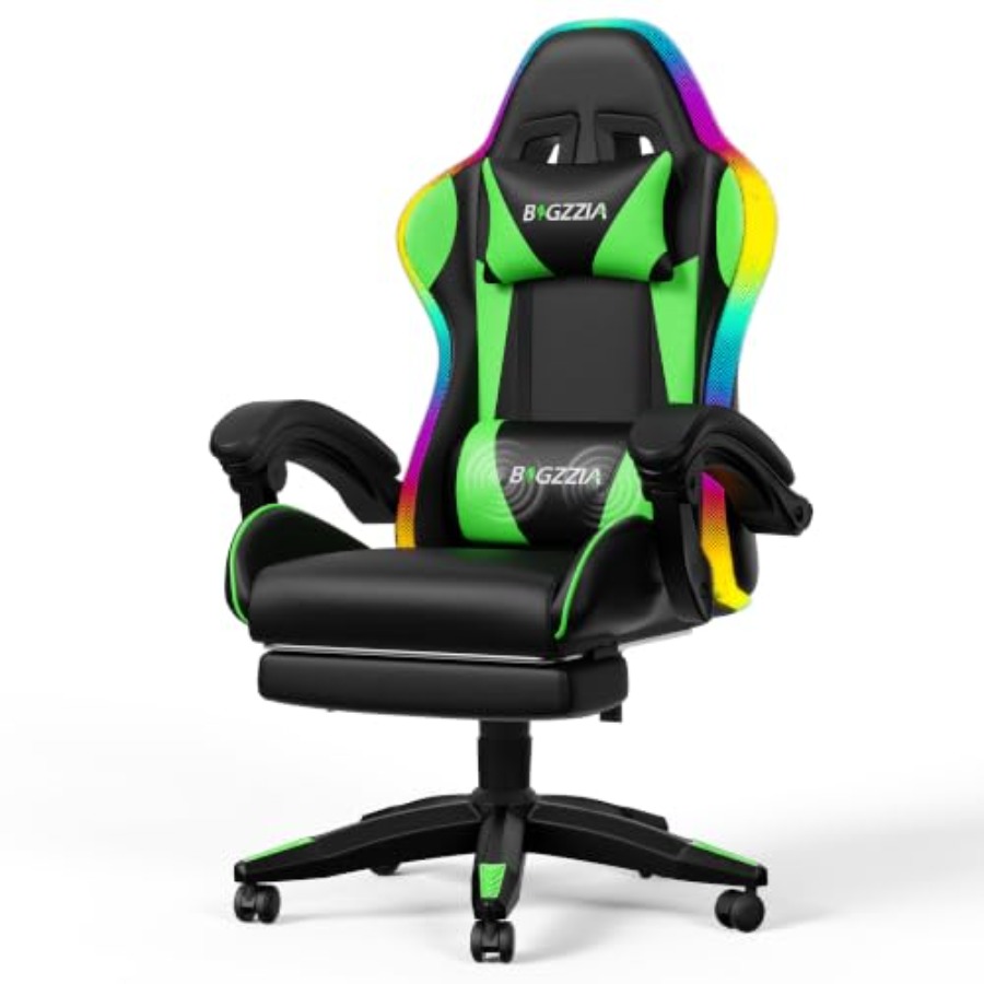 Massage - Gamingowy fotel RGB z podnóżkiem i