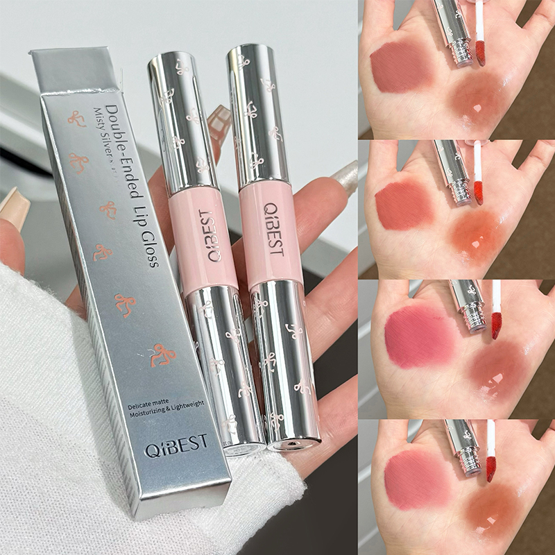 Matte Velvet Lip Tint Long Lasting - QIBEST Dwustronna Matowa Aksamitna Płynna Pomadka