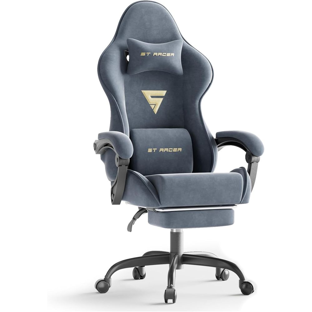 Massage - Ergonomiczne krzesło gamingowe z podnóżkiem i