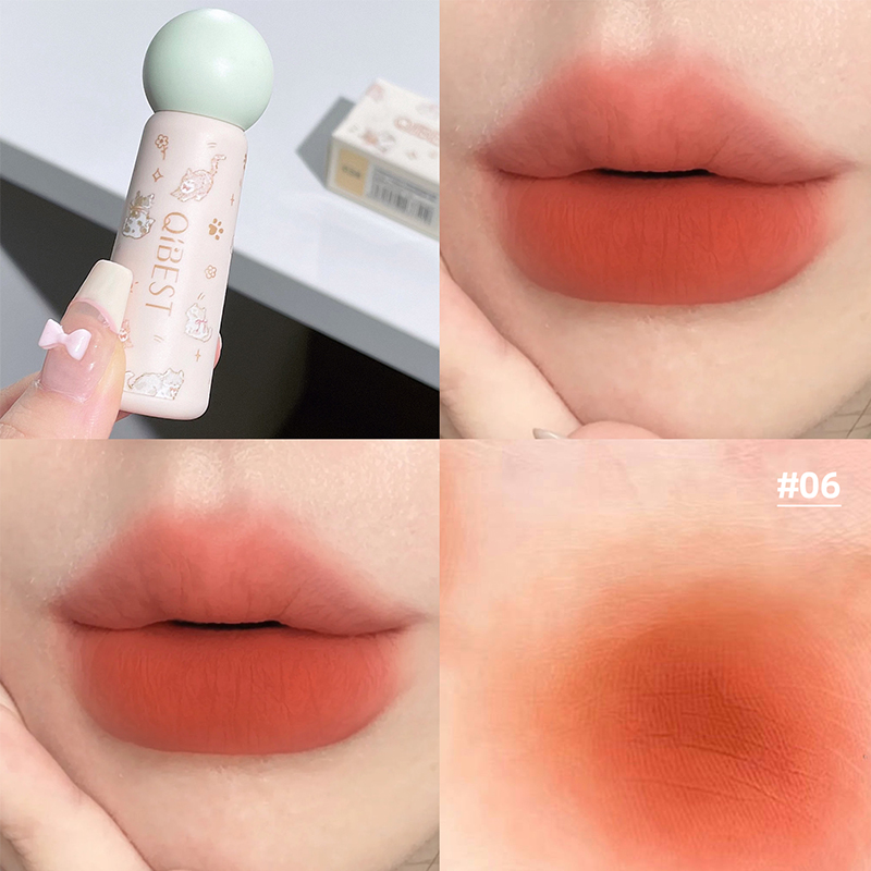 Matte Velvet Lip Tint Long Lasting - QIBEST Uroczy Aksamitny Matowy Błotny Balsam