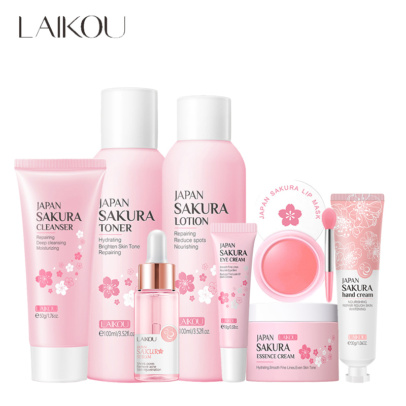 Hyaluronic Acid Facial Serum - LAIKOU 8 sztuk Sakura zestaw do