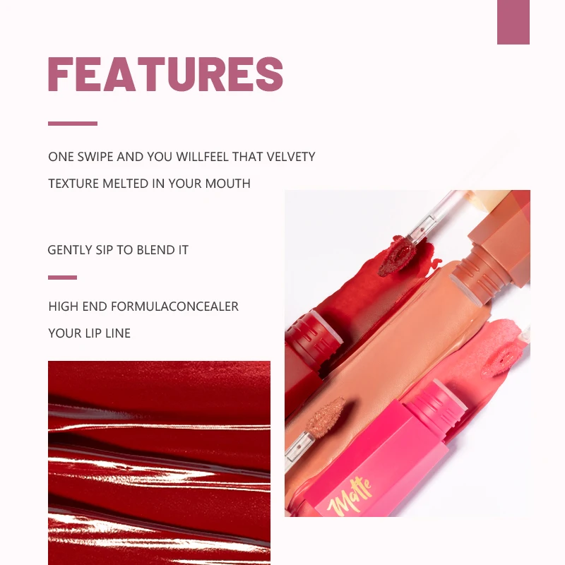 1 szt. Wodoodporny matowy aksa – Matte Velvet Lip Tint Long Lasting recenzja i cena