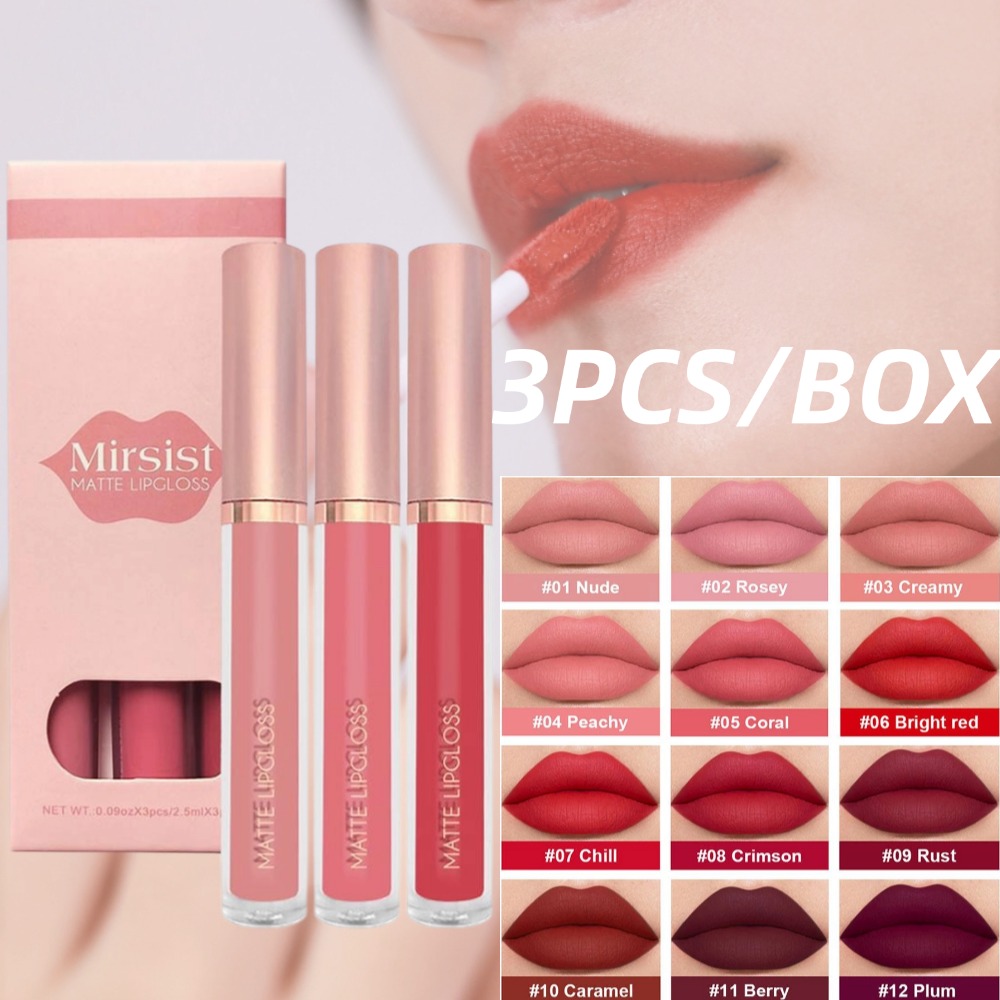 3 sztuk/zestaw Nude błyszczyk  – Matte Velvet Lip Tint Long Lasting recenzja i cena